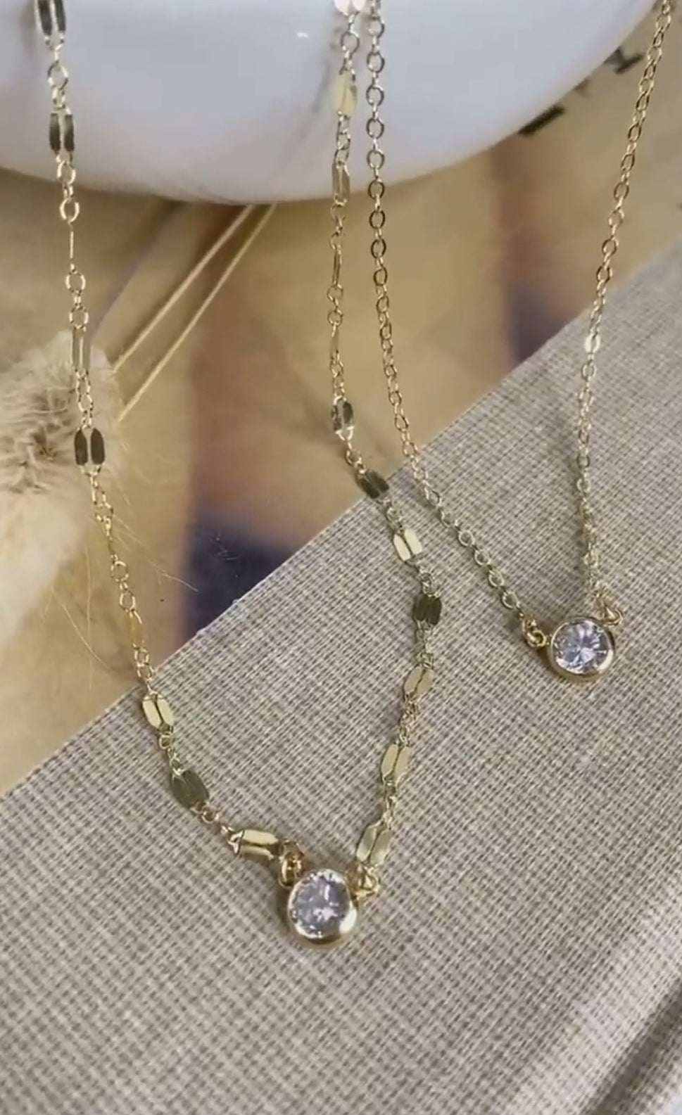 Bezel Set CZ Solitaire Necklace | Bold Sparkle on Dainty Gold Chain